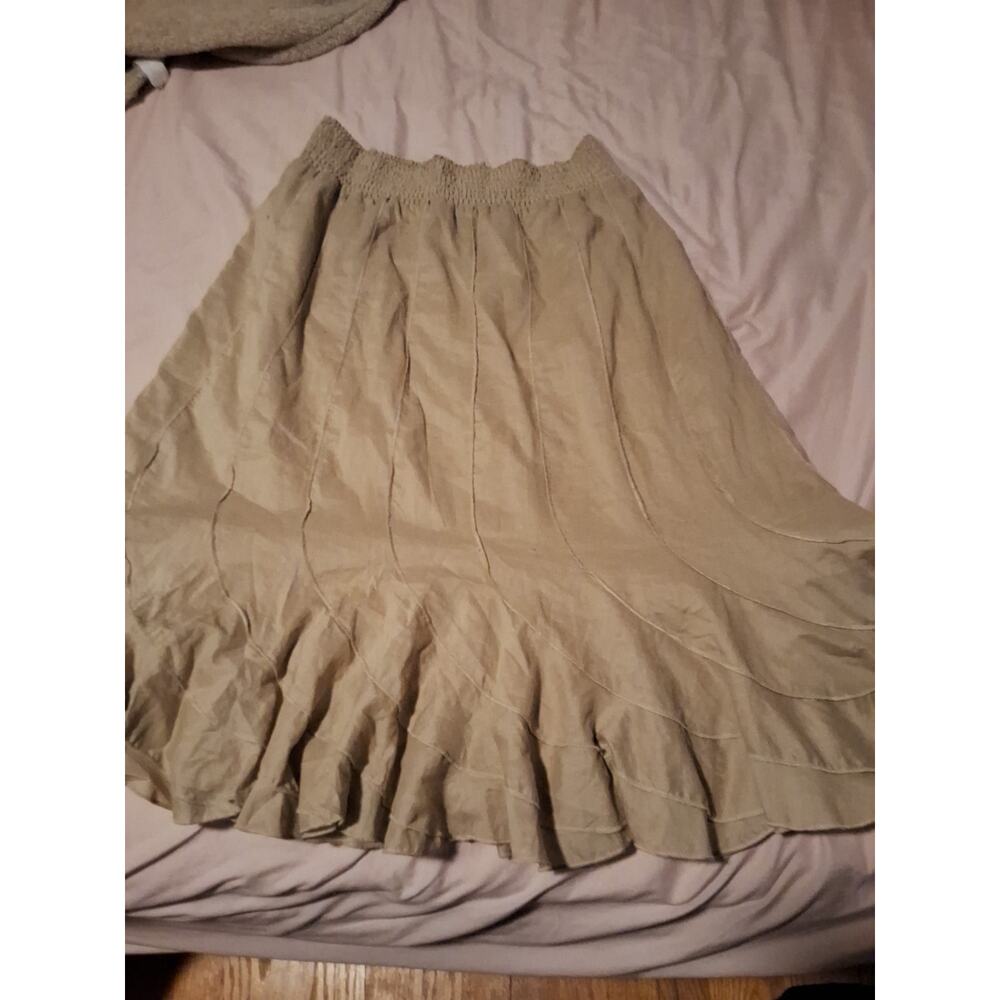 Grace Elements Skirt Womens M Tan Pleated Flared Boho Teacher Academia